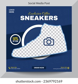 Exclusive sneakers shoes collection special offer for men social media post design