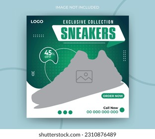 Exclusive sneakers shoes collection for timeline social media post web banner ads promotion template