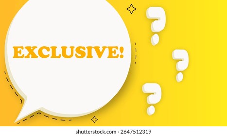 Exclusive. Speech bubble with text. Business concept. 3d illustration. Pop art style. Vector line icon for Business and Advertising