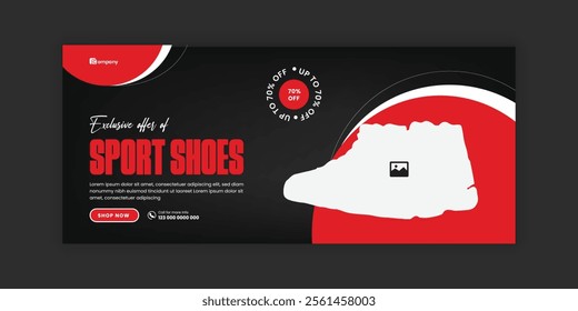 Exclusive Sports Shoe Social Media Cover Template and Fashion Sneakers Online Marketing  banner Design