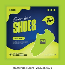 Exclusive sports shoes social media post design, web banner template