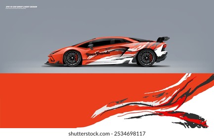 exclusive and Sporty color Racing Car wrap livery design. Vector file eps 10 printable file below. Universal use, space for sponsor ready.
