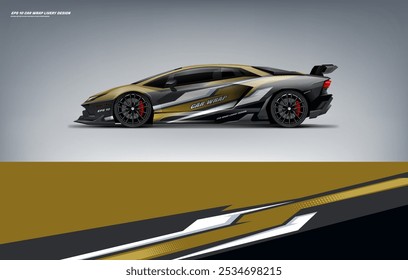 exclusive and Sporty color Racing Car wrap livery design. Vector file eps 10 printable file below. Universal use, space for sponsor ready.