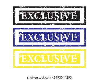 Vector exclusivo de iconos de sello. texto exclusivo de la etiqueta engomada aislada sobre fondo blanco. insignia exclusiva sobre estilo grungy. Ilustración vectorial.