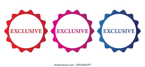 Exklusive Stempelsymbol-Vektorgrafik. Exklusiver Stempelaufkleber-Text auf weißem Hintergrund. Exklusives Abzeichen auf grungy-Stil. Vektorillustration.