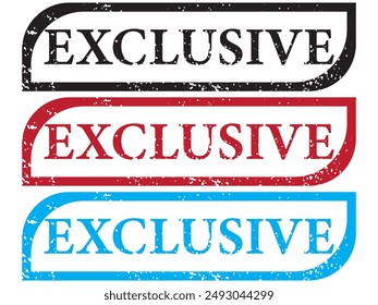 Vector exclusivo de iconos de sello. texto exclusivo de la etiqueta engomada aislada sobre fondo blanco. insignia exclusiva sobre estilo grungy. Ilustración vectorial.