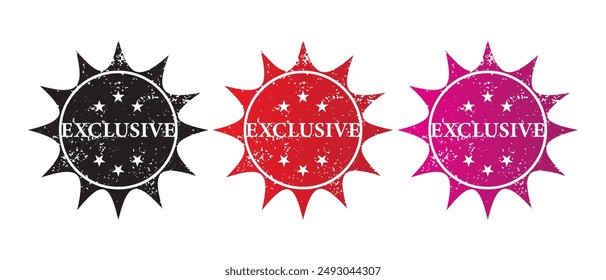 Exclusive Stamp Icon vector. exclusive stamp Sticker text Isolated on White Background. exclusive badge on grungy style. vector illustration.