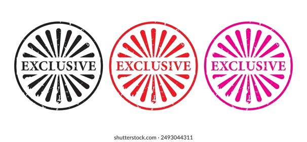 Exclusive Stamp Icon vector. exclusive stamp Sticker text Isolated on White Background. exclusive badge on grungy style. vector illustration.