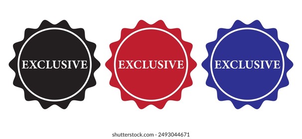 Exclusive Stamp Icon vector. exclusive stamp Sticker text Isolated on White Background. exclusive badge on vector illustration.