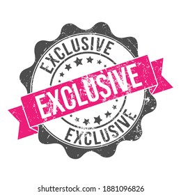 EXCLUSIVE. Stamp impression with the inscription. Old worn vintage stamp. Stock vector illustration.