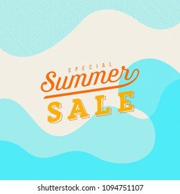 Exclusive Summer Sale Poster. Futuristic Style with fluid colors and elements. creative vector illustration. retro typography.