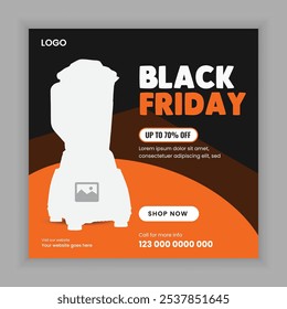 Exclusive super sale social media post banner design and black Friday home appliance accessories square flyer template