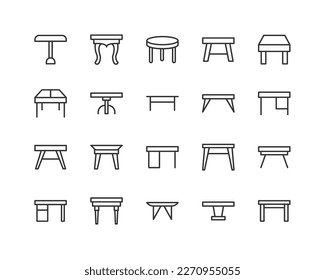 Exclusive table thin line icons set. Big package of modern minimalistic pictograms for mobile UIUX kit, infographics and web sites