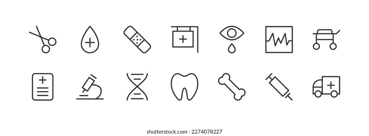 Juego de íconos de línea delgada de terapia exclusiva. Gran paquete de pictogramas minimalistas modernos para el kit UIUX móvil, infografías y sitios web