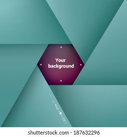 Exclusive turquoise color concept edition of a shiny scalable eps10 format hexagon framed - bordered vector text  box with custom/adjustable background element for universal use