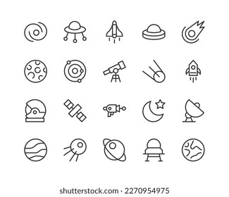 Exclusive universe thin line icons set. Big package of modern minimalistic pictograms for mobile UIUX kit, infographics and web sites