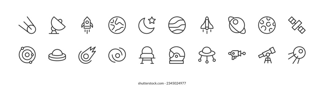 Exclusive universe thin line icons set. Big package of modern minimalistic pictograms for mobile UIUX kit, infographics and web sites