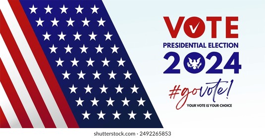 Exclusivo diseño de Anuncio del voto presidencial de Estados Unidos 2024. Vayan a votar a la Ilustración vectorial de las elecciones presidenciales de Estados Unidos. 