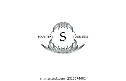 Exclusive vector monogram with initial S. Template for signs, logos, labels, stickers, cards. Graphic design of the page.