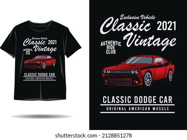 Exclusive vehicle classic vintage dodge car illustration tshirt design