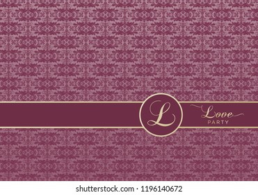 exclusive vintage invitation, damask pattern background