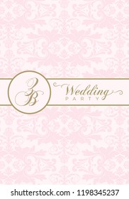 exclusive vintage invitation, damask pattern background