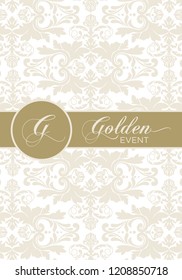exclusive vintage invitation, damask pattern background