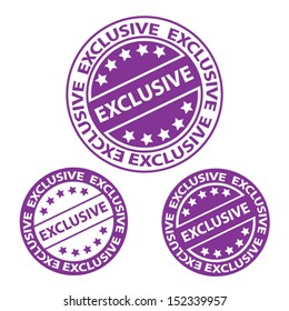 Exclusive violet sticker, tag, label, sign,stamp, symbol, isolated on white background. Vector illustration.