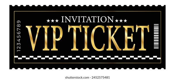 Exclusive VIP Invitation Ticket Vector Illustration with Elegant Gold Text for Special Events
