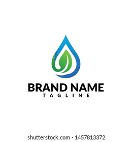 Exclusive Water Drop Combine With Leaf Logo Template