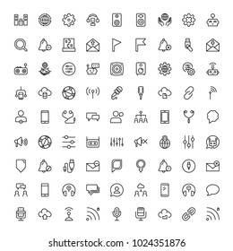 Exklusive Wireless Thin Line Icons. Großes Paket moderner minimalistischer Piktogramme für mobiles UIUX-Kit, Infografiken und Websites. Hochwertige Internetschilder