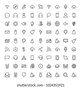 Exclusive wireless thin line icons set. Big package of modern minimalistic pictograms for mobile UIUX kit, infographics and web sites. High quality internet signs