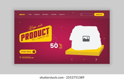 Exclusive women's handbag mega sale website home page banner template or single product sale landing page user interface design