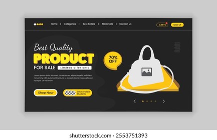 Exclusive women's handbag mega sale website home page banner template or single product sale landing page user interface design