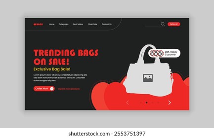 Exclusive women's handbag mega sale website home page banner template or single product sale landing page user interface design