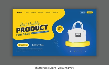 Exclusive women's handbag  website home page banner template or fashion bag sale landing page user interface design