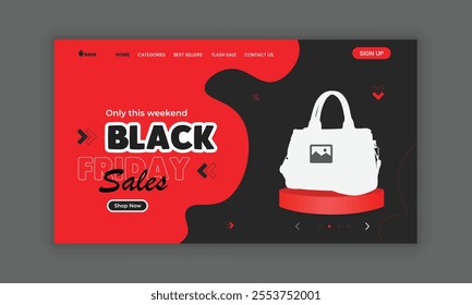 Exclusive women's handbag  website home page banner template or fashion bag sale landing page user interface design