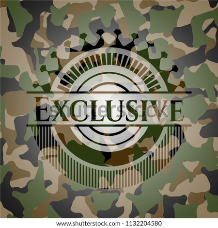 Exclusive written on a camouflage texture