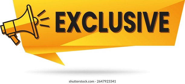 Exclusive Yellow Ribbon Megaphone Tag for VIP Promotions and Ads, Limited Access Label vector illustration
