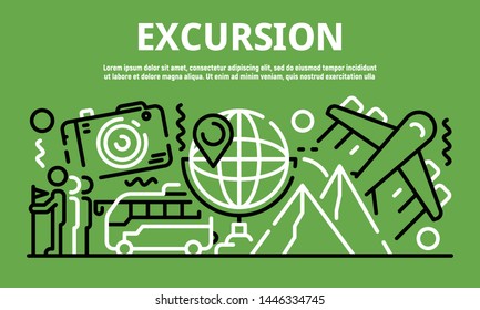 Excursion banner. Outline illustration of excursion vector banner for web design