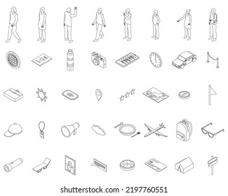 Excursion Icons Set Isometric Set Excursion Stock Vector (Royalty Free ...