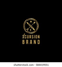 Excursion vector logo design template Arrow and canoe illustration