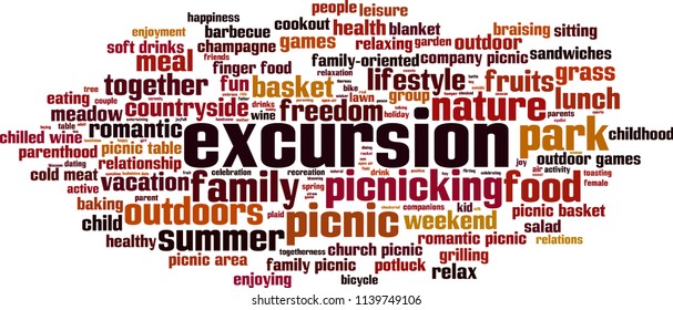 Excursion word cloud concept. Vector illustration