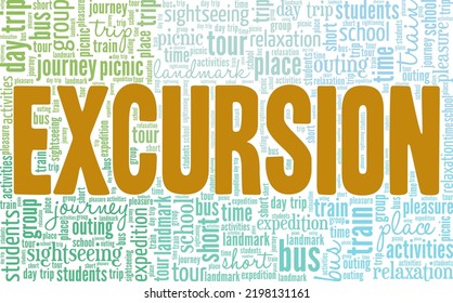 Excursion word cloud conceptual design isolated on white background.