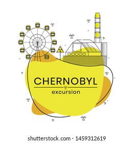 Excursions to Chernobyl exclusion zone. Flat vector illustration.