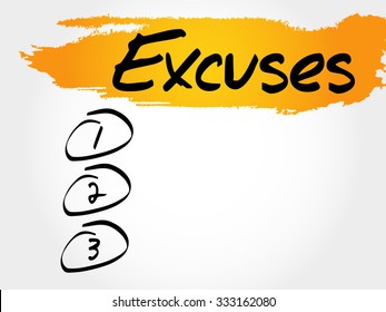 Excuses blank list, business concept