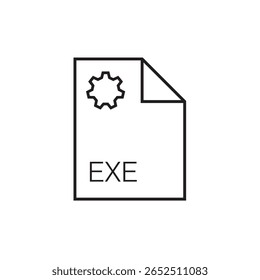 exe ícone de extensão de arquivo outline traço editável eps 