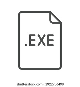 EXE file format line icon. Linear style sign for mobile concept and web design. Simple outline symbol. Vector illustration isolated on white background. EPS 10.