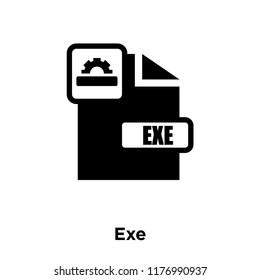 Exe icon vector isolated on white background, logo concept of Exe sign on transparent background, filled black symbol