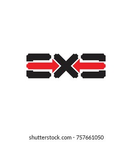 EXE letter with Arrow logo design vector